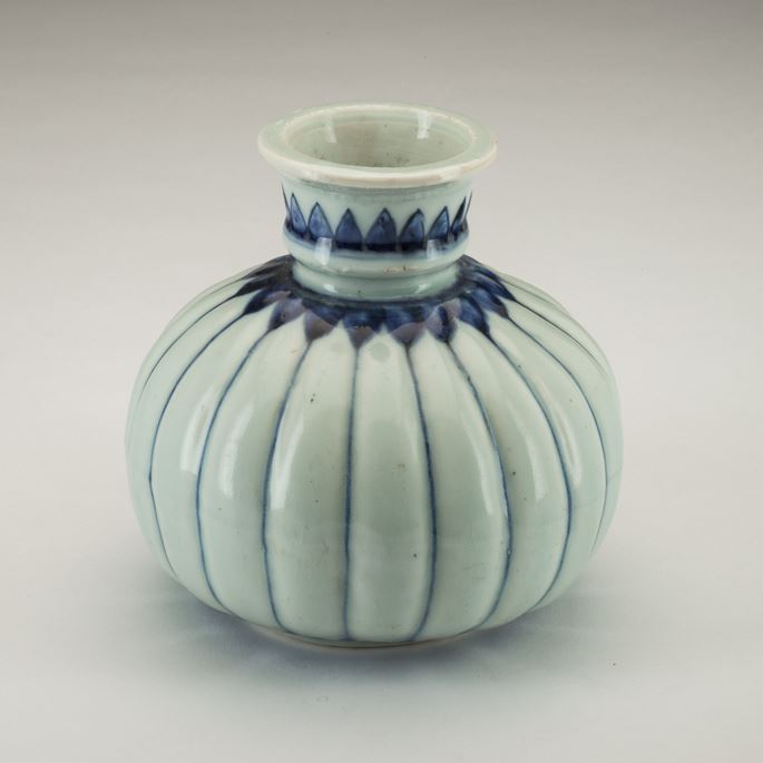 Blue-and-White Porcelain Huqqa Base in Melon Form | MasterArt
